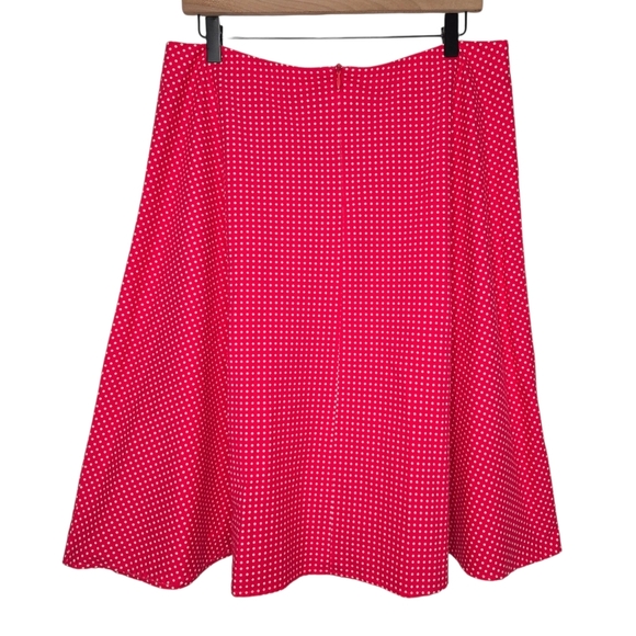 Lacoste Pink Polka Dot A Line Cotton Stretch Midi Swing Skirt Size 44 US 14 - Picture 2 of 7